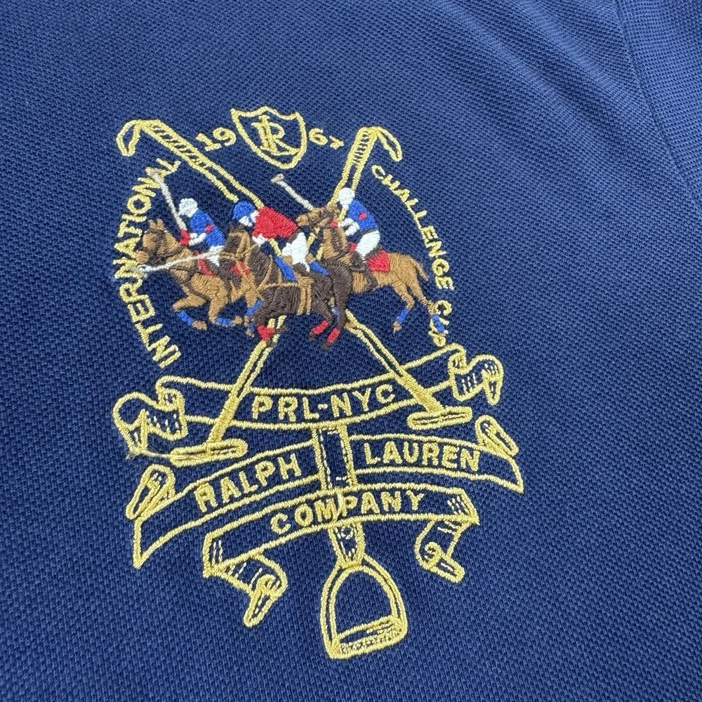 Polo Ralph Lauren Blue Multi Pony Embroidered Custom Slim Fit Polo Shirt 2XL